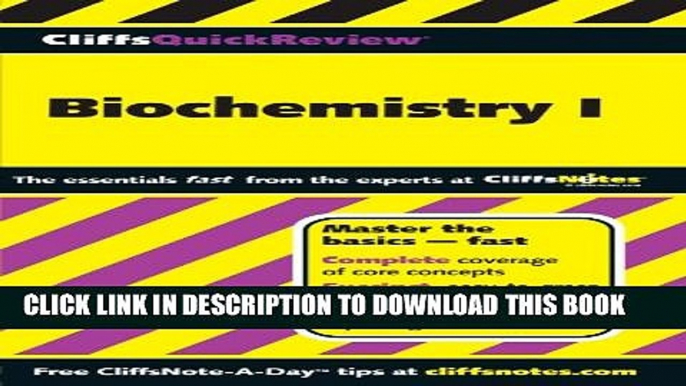 New Book CliffsQuickReview Biochemistry I (Cliffs Quick Review (Paperback))