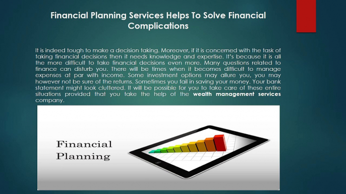 Financial Planning Services Helps To Solve Financial Problems