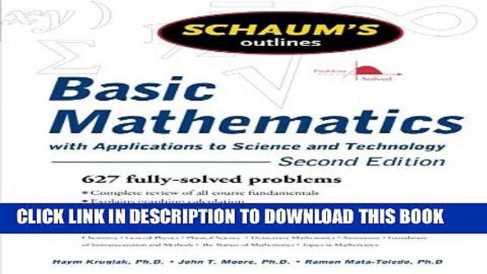 New Book Schaum s Outline of Basic Mathematics with Applications to Science and Technology, 2ed