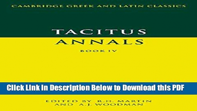 [Read] Tacitus: Annals Book IV Ebook Free