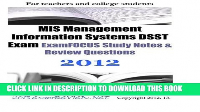 [PDF] MIS Management Information Systems DSST Exam ExamFOCUS Study Notes   Review Questions 2012