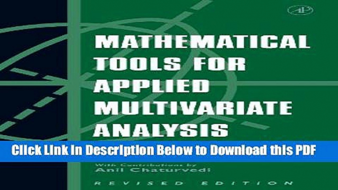 [Read] Mathematical Tools for Applied Multivariate Analysis Full Online