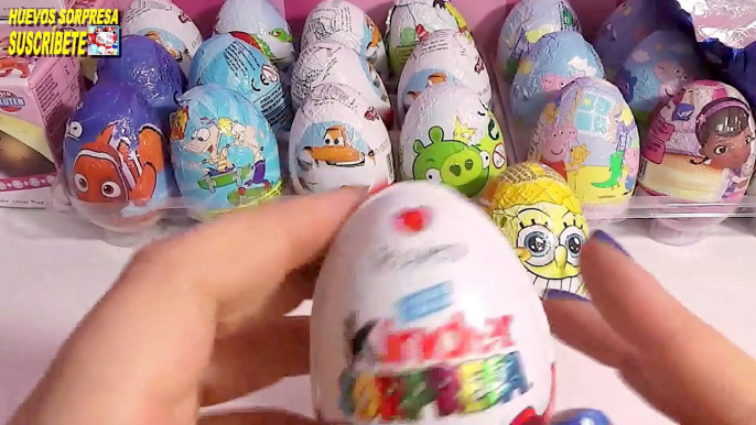 3 huevos sorpresa de Bob Esponja, Micky Mouse, huevito kinder sorpresa en español castellano