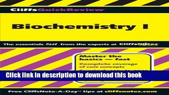 Read CliffsQuickReview Biochemistry I (Cliffs Quick Review (Paperback))  Ebook Free