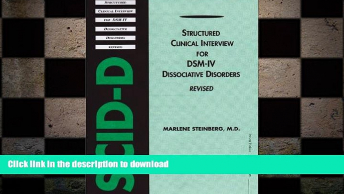 FAVORITE BOOK  Structured Clinical Interview for Dsm-IV Dissociative Disorders (Scid-D) (5 book