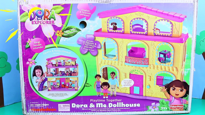 DORA THE EXPLORER Surprise Eggs Dora & Me Dollhouse + Play-Doh Eggs Barbie Furniture