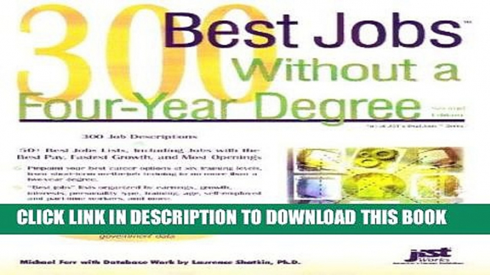 Collection Book 300 Best Jobs Without a Four-Year Degree (Best Jobs)