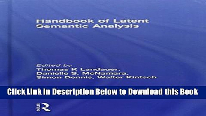 [PDF] Handbook of Latent Semantic Analysis (University of Colorado Institute of Cognitive Science