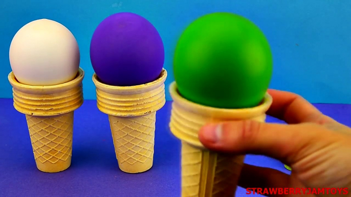 Balloon Surprise Eggs! Frozen Shopkins Spongebob Bugs Bunny Ice Cream Cone by StrawberryJamToys