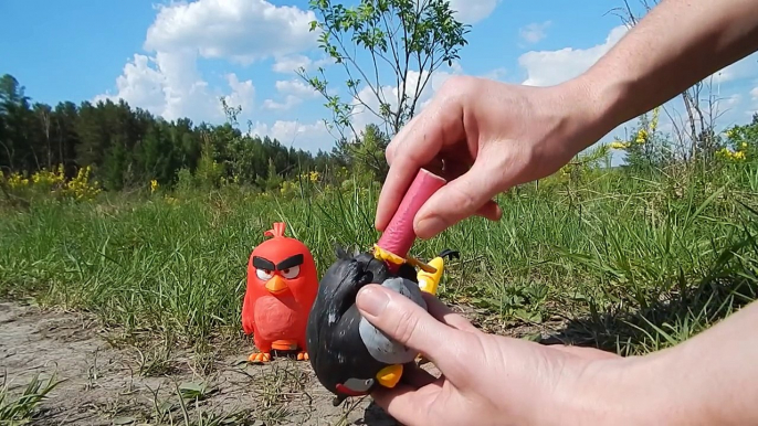 real life angry birds movie petard explosion diy craft painted toy HD rocket bomb