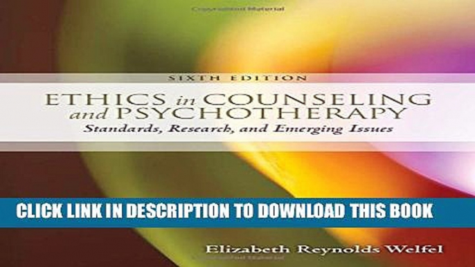 New Book Ethics in Counseling   Psychotherapy