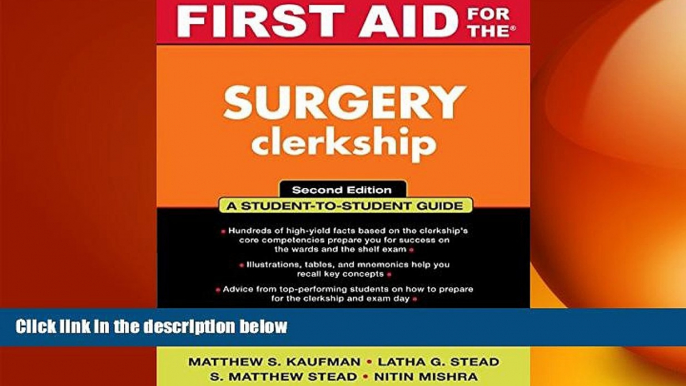 behold  First Aid for the Surgery Clerkship (First Aid Series)