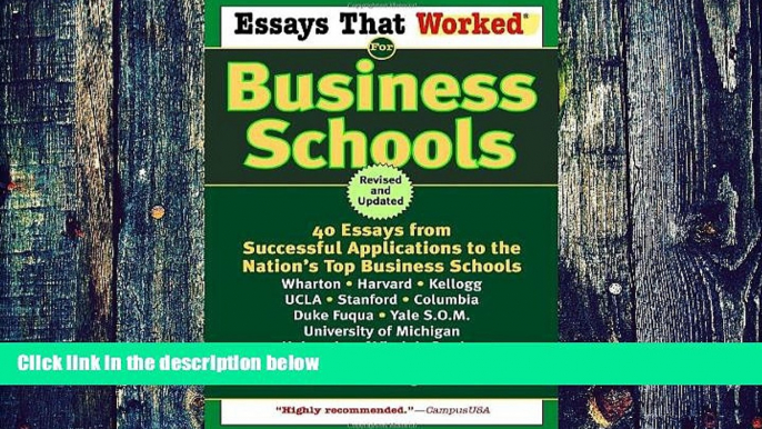 Big Deals  Essays That Worked for Business Schools: 40 Essays from Successful Applications to the