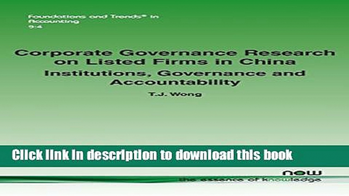 [PDF] Corporate Governance Research on Listed Firms in China: Institutions, Governance and