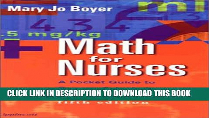 [PDF] Math for Nurses: A Pocket Guide to Dosage Calculation and Drug Preparation Full Online