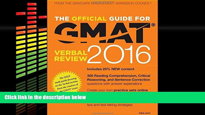 READ book  The Official Guide for GMAT Verbal Review 2016 with Online Question Bank and Exclusive