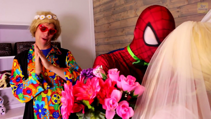 Dondurulmuş Elsa & Prensesler Örümcek Adam evlenmek istiyorum! W_ Maleficent Joker Pembe Spidergirl! Süper Kahraman Eğle