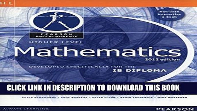 [PDF] BACCALAUREATE HIGHER LEVEL MATH REV WITH ONLINE EDITION FOR IB DIPLOMA (Pearson