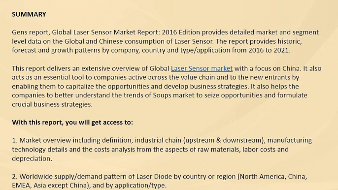 Global Laser Sensor Market :New Research Reports to 2021