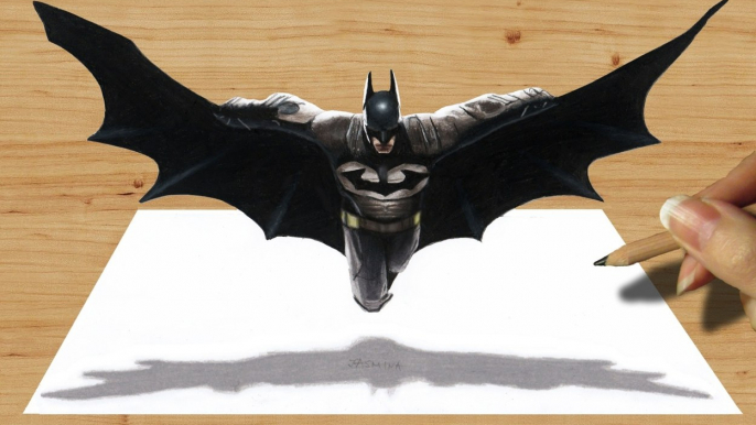 Speed 3D Drawing of Batman How to Draw Time Lapse Art Video Colored Pencil Illustration Artwork Draw Realism