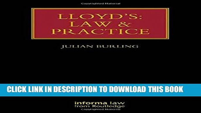 New Book Lloyd s: Law and Practice (Lloyd s Insurance Law Library)