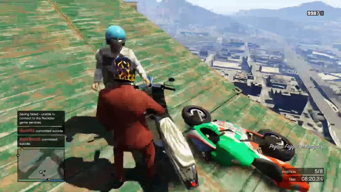 GTA V Funny Moments - Best Worse Race Ever! (Faggio Parkour, Stunts & Fights)