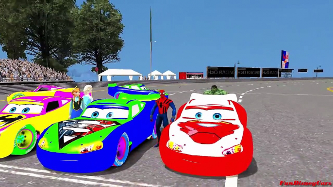 Spiderman, Disney Frozen Elsa, HULK & Pixar Cars Lightning Mcqueen & ABC SONG Nursery Rhymes