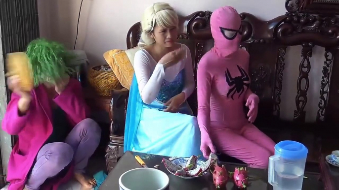 Fart in the mouth Joker haha Spiderman Frozen elsa vs Pinks SpiderGirl Superheroes Funny Pranks- part 3