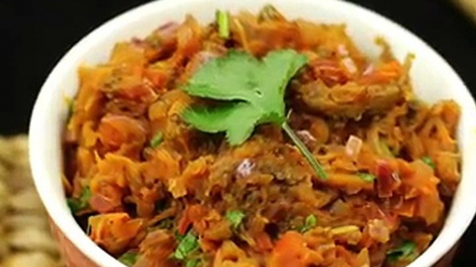 baingan bharta recipe _ roasted eggplant curry recipe _ baingan recipes