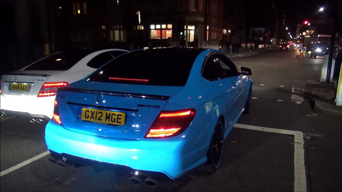 MADNESS…4 C63s wake up London with Burnouts and Revs!! iPE exhaust