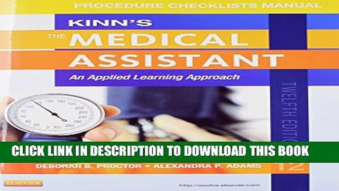 New Book Kinn s The Medical Assistant An Applied Learning Approach [Procedure Checklists Manual]