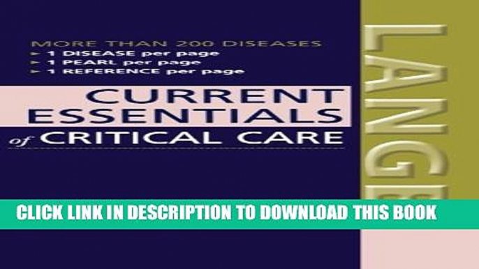 [PDF] CURRENT Essentials of Critical Care (LANGE CURRENT Essentials) Full Online