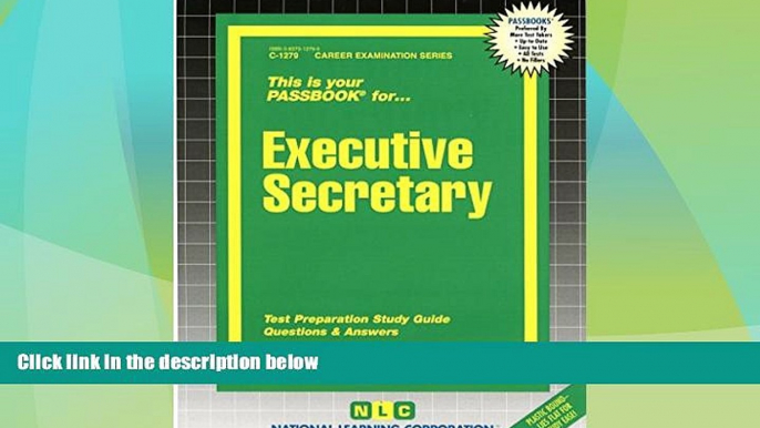 Big Deals  Executive Secretary(Passbooks) (Passbook for Career Opportunities)  Best Seller Books