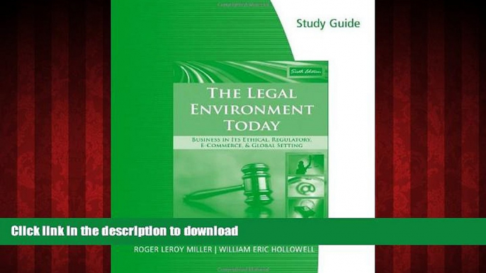 FAVORIT BOOK Study Guide for Miller/Cross  The Legal Environment Today: Business In Its Ethical,