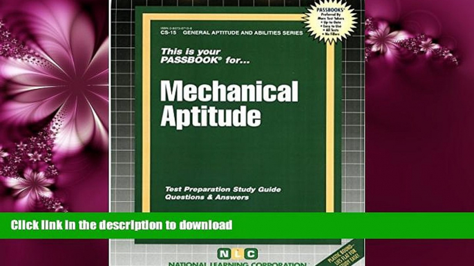 FAVORITE BOOK  MECHANICAL APTITUDE (General Aptitude and Abilities Series) (Passbooks) (General