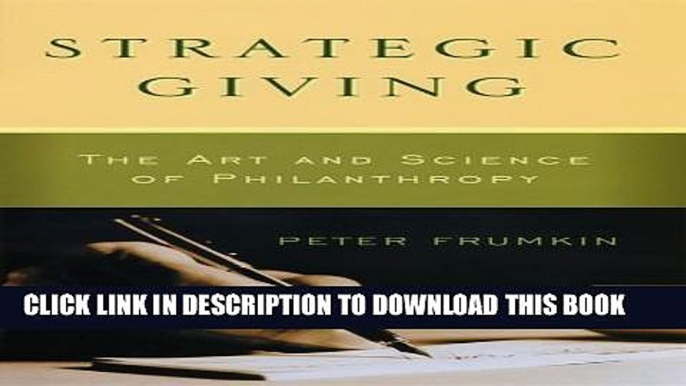 New Book Strategic Giving: The Art and Science of Philanthropy