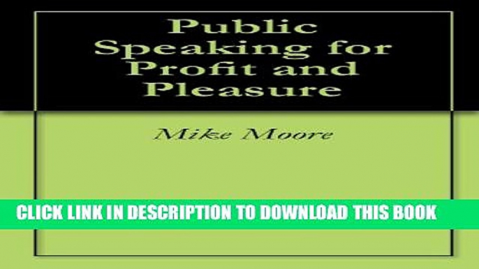 New Book Public Speaking for Profit and Pleasure