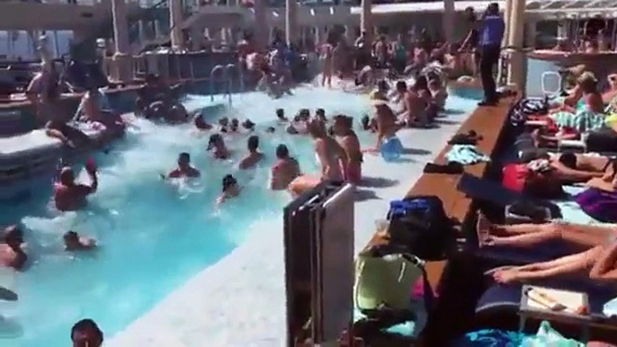 Bathers are dragged while they are in the pool.