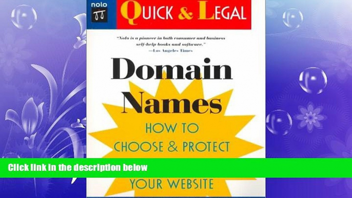 FAVORITE BOOK  Domain Names: How to Choose and Protect a Great Name for Your Website (Quick