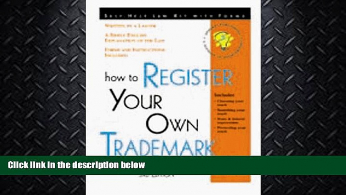 FAVORITE BOOK  How to Register Your Own Trademark: With Forms