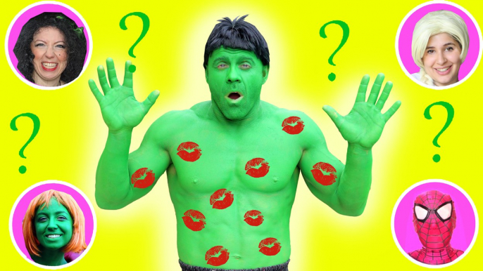 Who KISSED Hulk-! w- Spiderman Frozen Elsa Lady Hulk Pink spidergirl Joker Bad Baby ! Superhero Fun