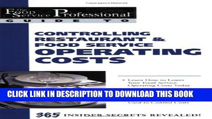 New Book The Food Service Professional Guide to Controlling Restaurant   Food Service Operating