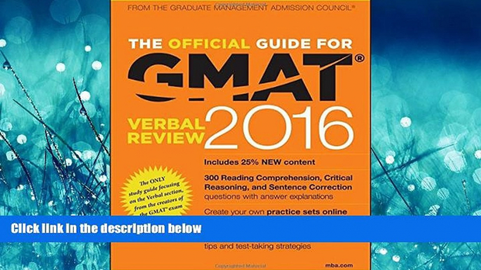 READ book  The Official Guide for GMAT Verbal Review 2016 with Online Question Bank and Exclusive