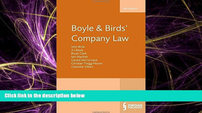 FREE DOWNLOAD  Boyle   Birds  Company Law: Ninth Edition READ ONLINE