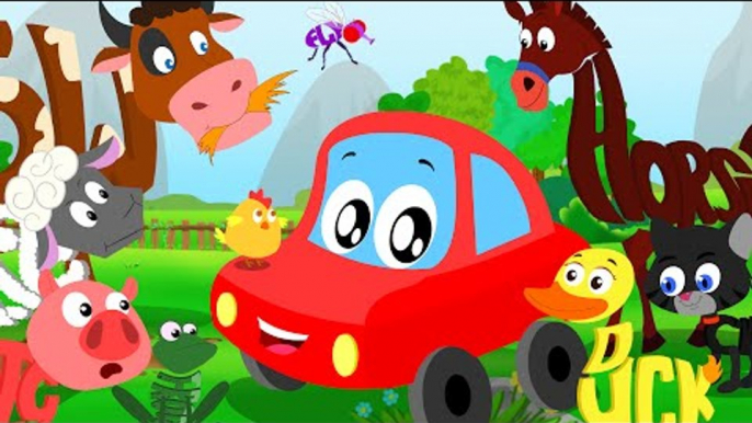 Little Red Car Rhymes - Animals Sound Song In Words World | Learn Animal Names, Sounds And Spellings