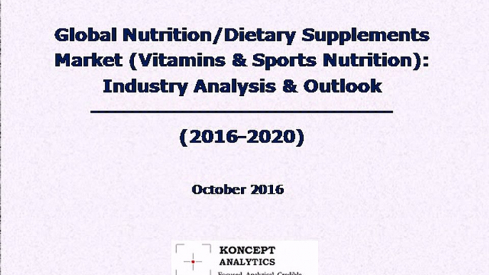 Global Nutrition/Dietary Supplements Market (Vitamins & Sports Nutrition): Industry Analysis & Outlook (2016-2020)