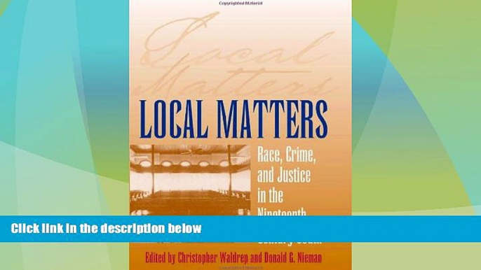 Big Deals  Local Matters: Race, Crime, and Justice in the Nineteenth-Century South (Studies in the