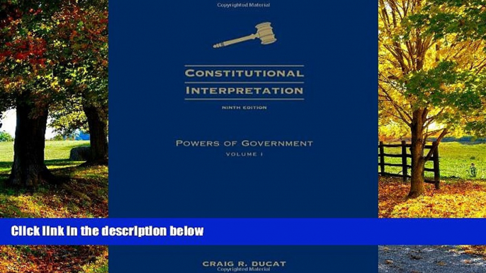 Big Deals  Constitutional Interpretation: Powers of Government, Volume I  Full Ebooks Best Seller