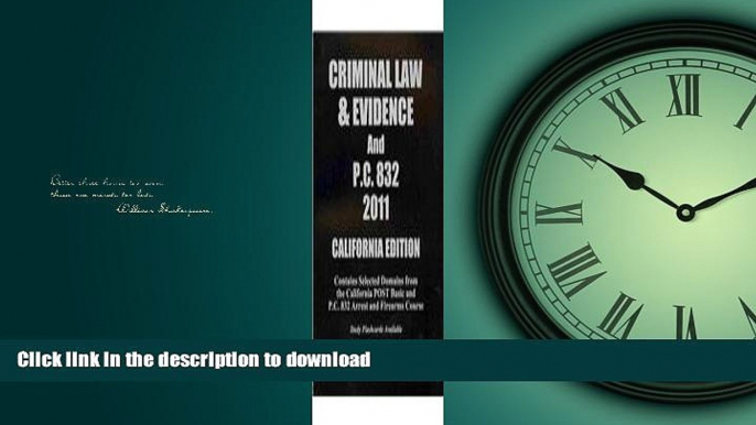 READ THE NEW BOOK 2011 Criminal Law and Evidence with PC 832 READ EBOOK