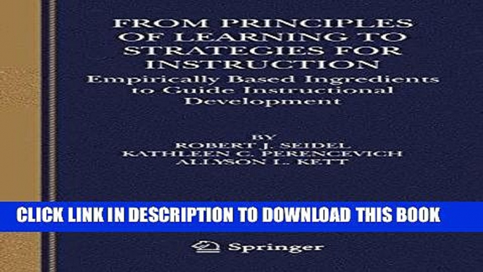 [DOWNLOAD] PDF From Principles of Learning to Strategies for Instruction: Empirically Based